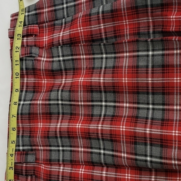 Y2K Plaid Pleated Mini Skirt with Belt 7 Red and Grey EUC Twee USA By Lavender - Picture 6 of 12